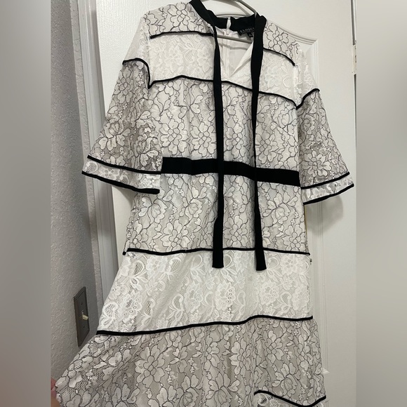 Eloquii Studio Lace Blocked Dress with Piping Size 14 - Picture 2 of 6